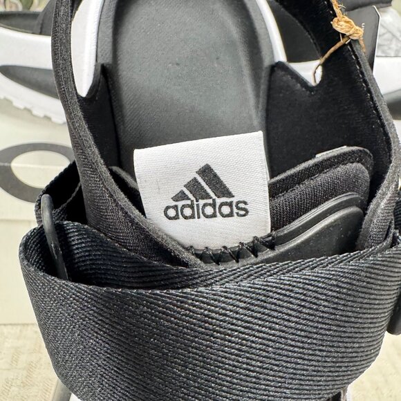 Adidas Mehana Black & White Mens Sandals Size 11 Comfort Stretch Straps - Picture 4 of 7